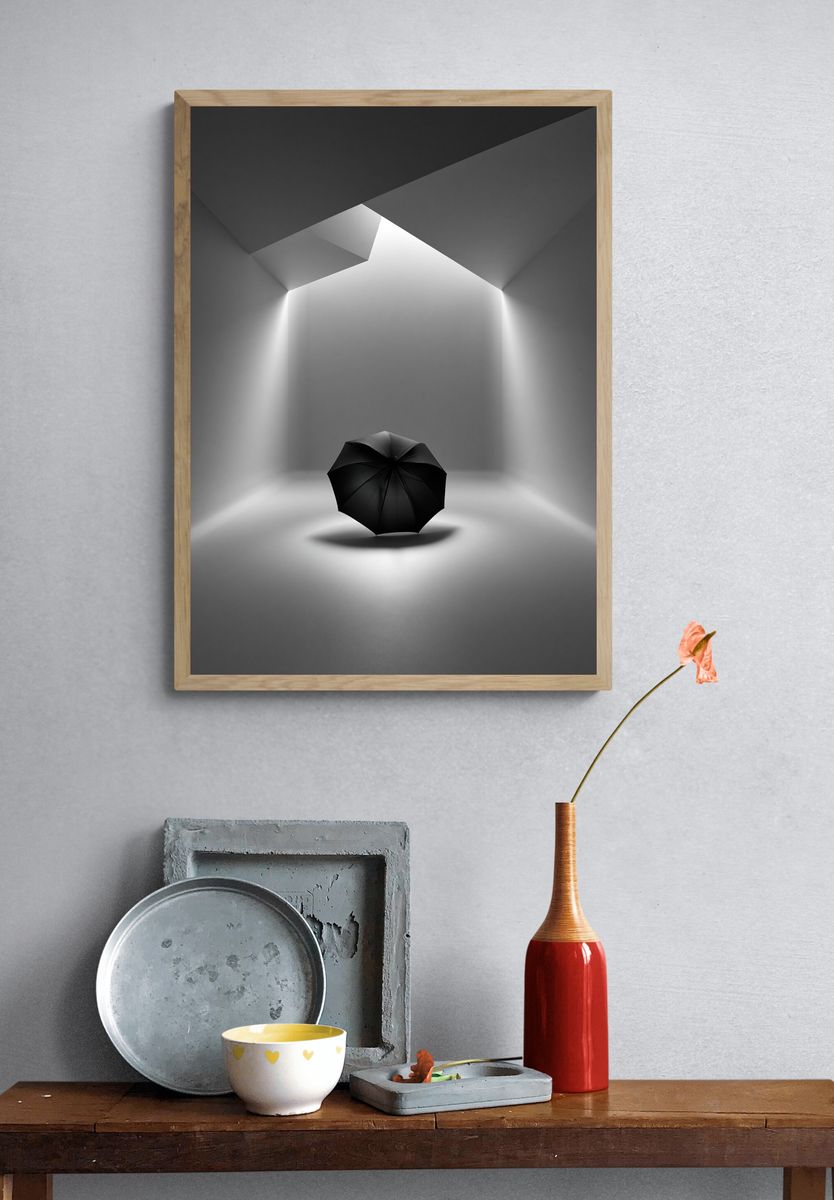 Black Umbrella Minimalist Poster. — room view 3