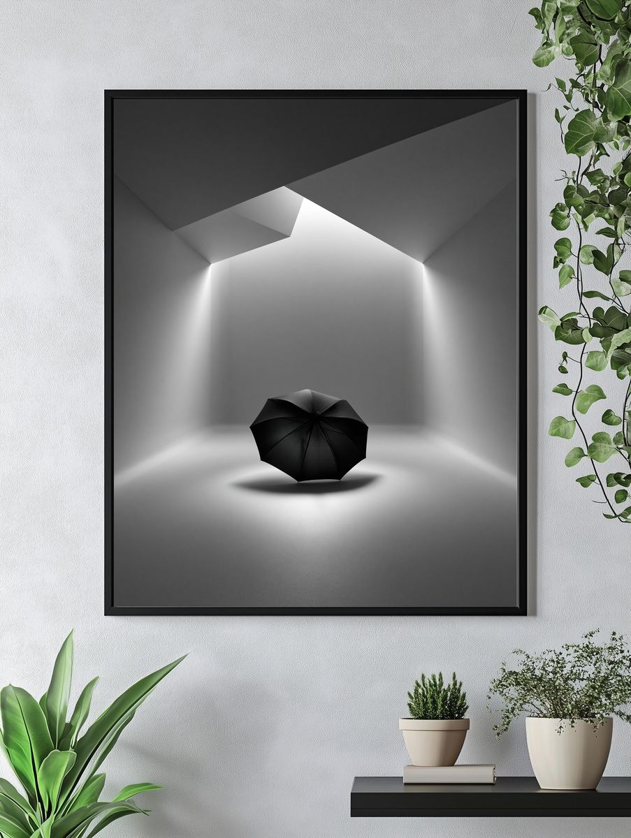 Black Umbrella Minimalist Poster. — room view 4