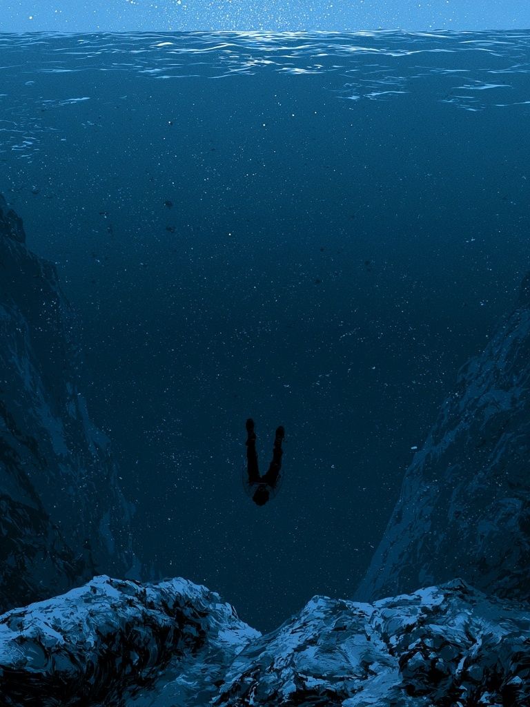 Underwater Diver — Surreal Print. poster — fine-art art
