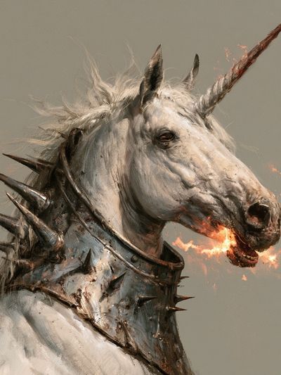 Spiked Unicorn Portrait Print. poster