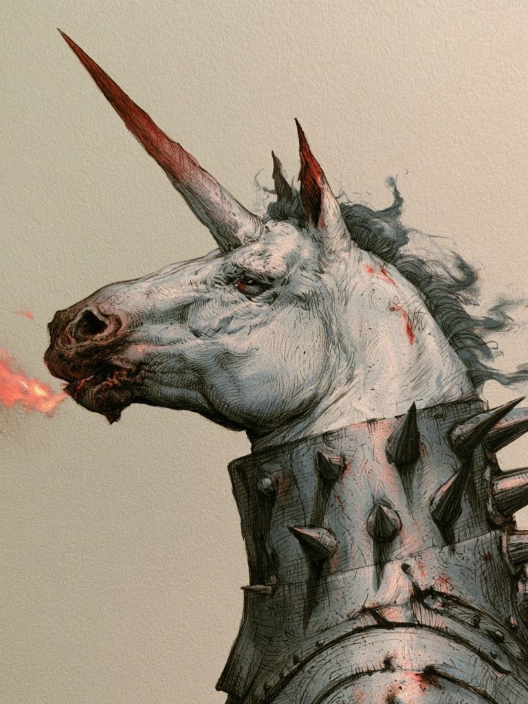 Spiked Unicorn Illustration Poster. poster — illustration art