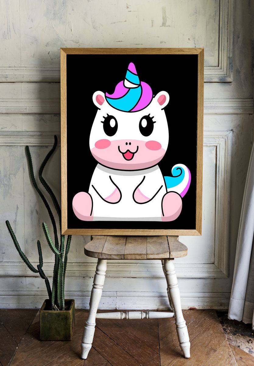 Cute Unicorn Illustration Poster. — room view 1