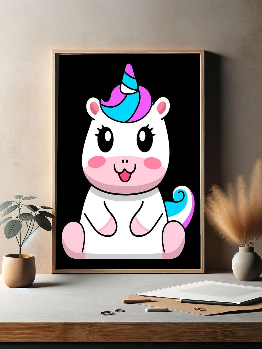 Cute Unicorn Illustration Poster. — room view 2
