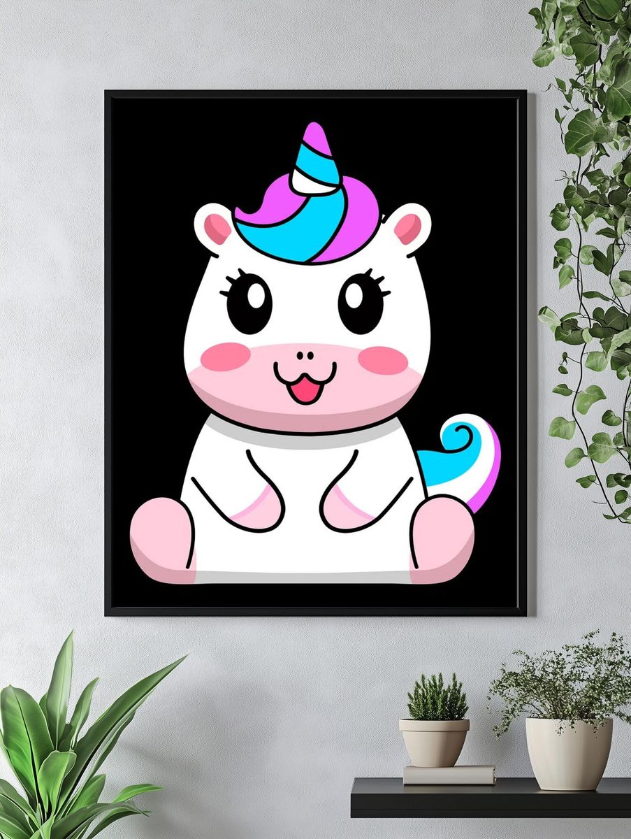 Cute Unicorn Illustration Poster. — room view 4