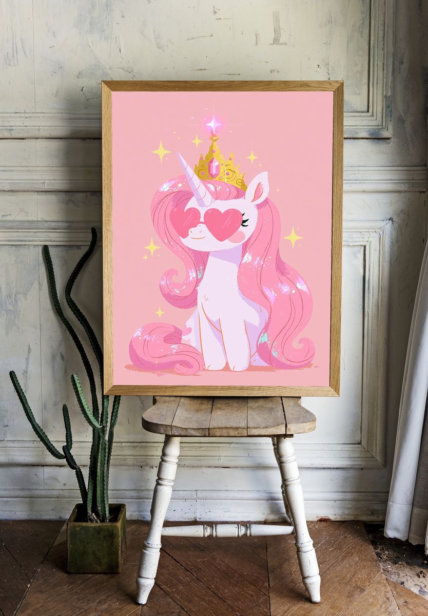 Pink Unicorn Princess Poster. — room view 1