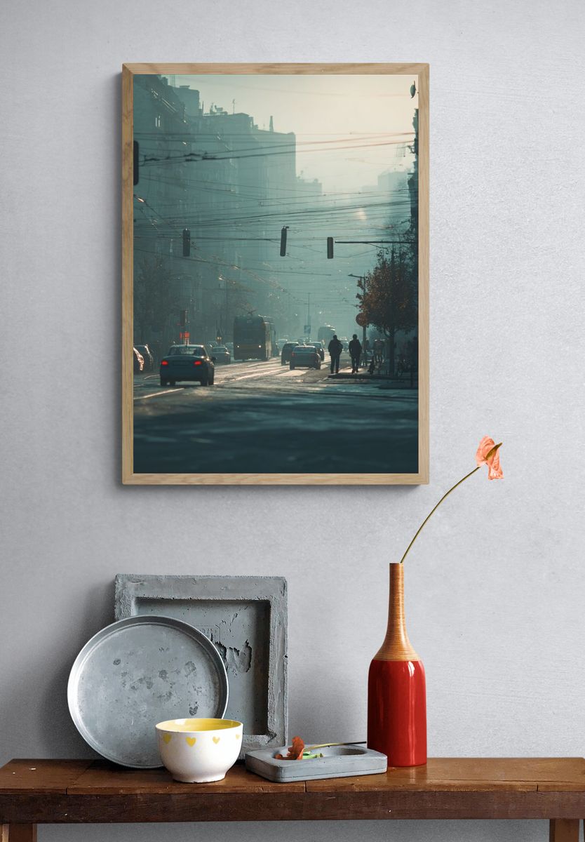 Urban Street at Dusk — Photography Print. — room view 3