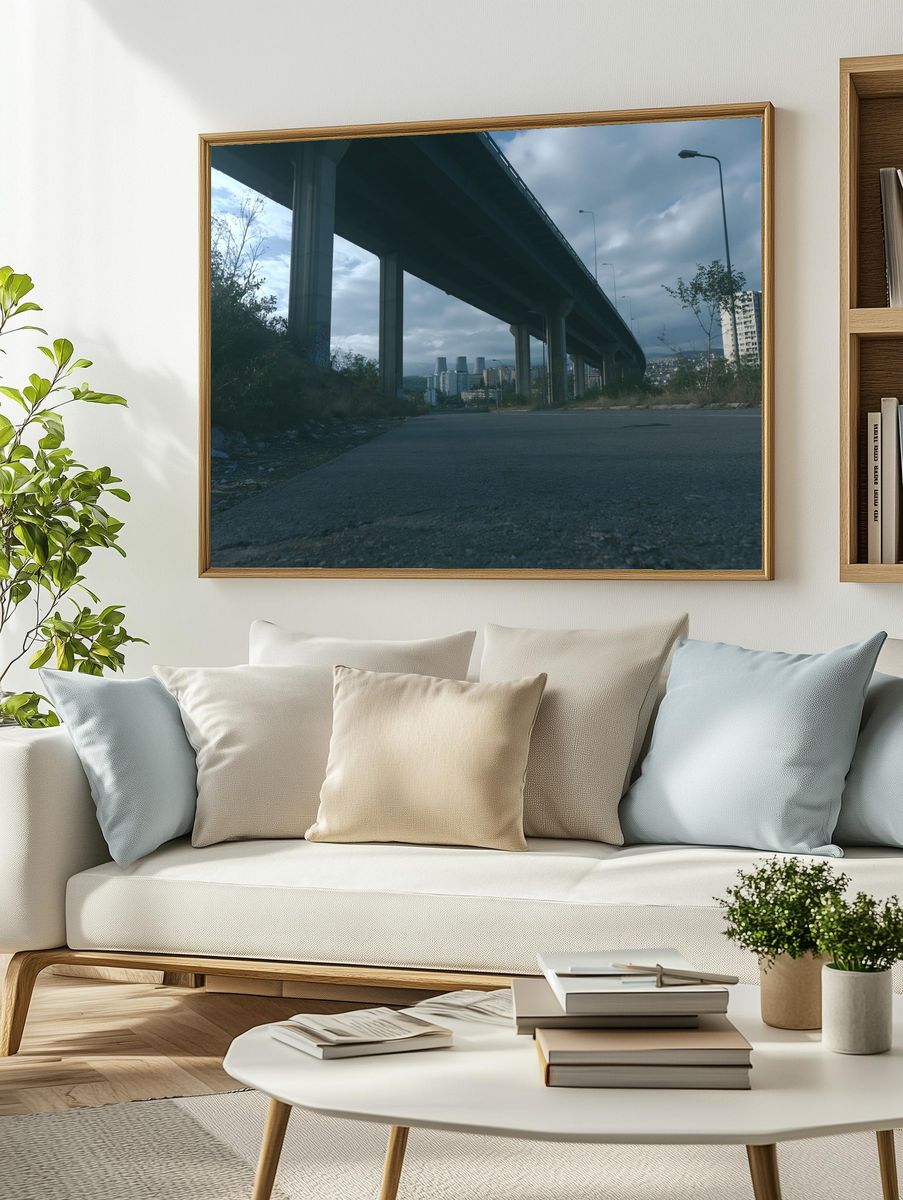 Urban Overpass Cityscape Poster. — room view 2