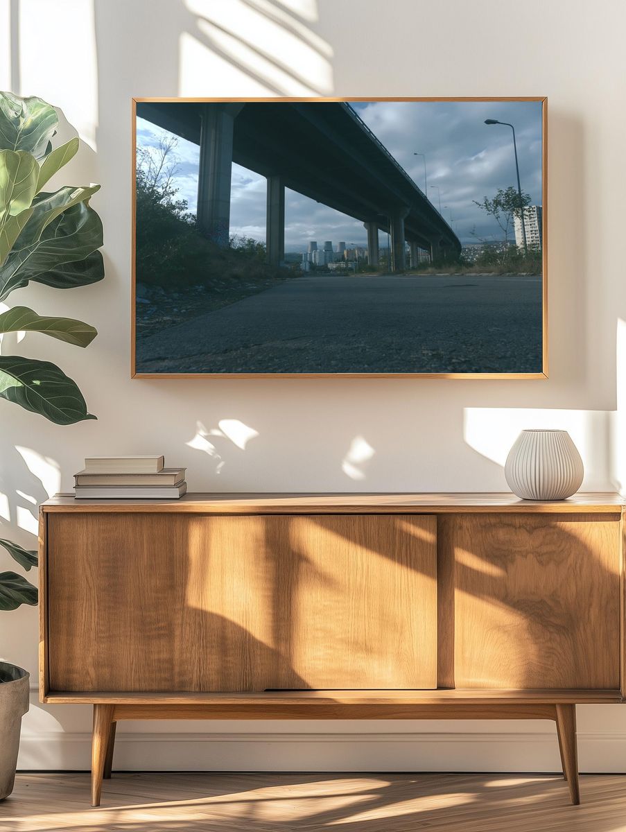 Urban Overpass Cityscape Poster. — room view 3