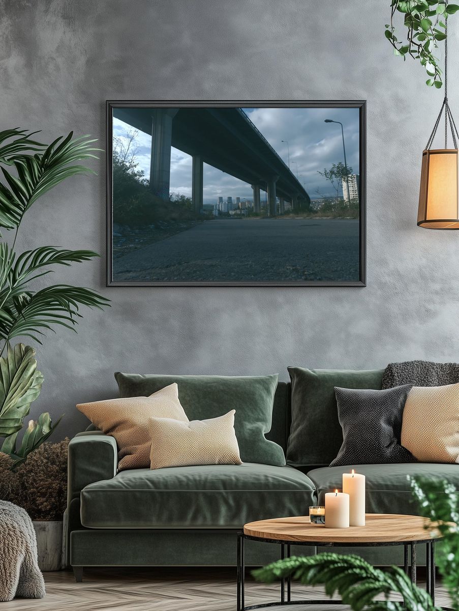 Urban Overpass Cityscape Poster. — room view 4