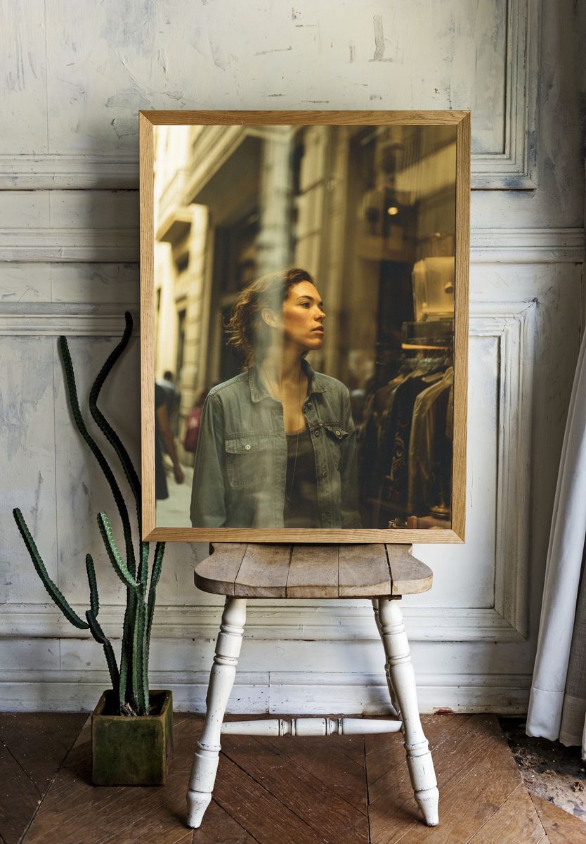Urban Window Reflection Photography Poster. — room view 1