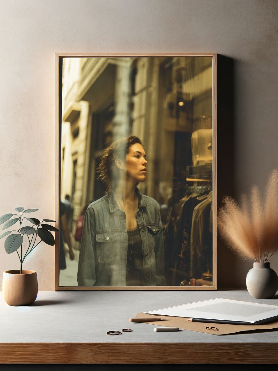 Urban Window Reflection Photography Poster. — room view 2