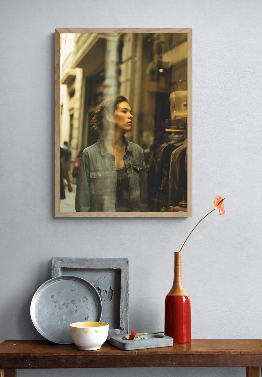 Urban Window Reflection Photography Poster. — room view 3