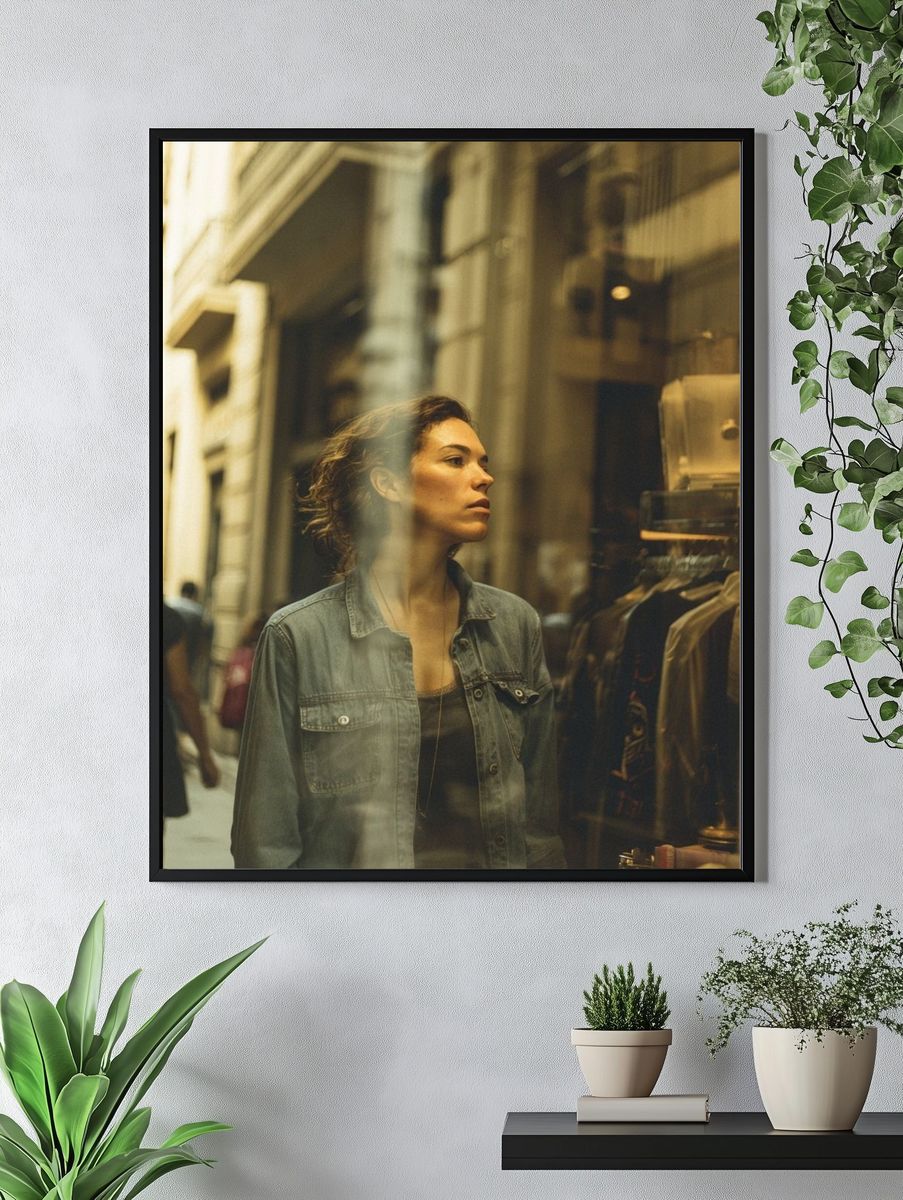 Urban Window Reflection Photography Poster. — room view 4