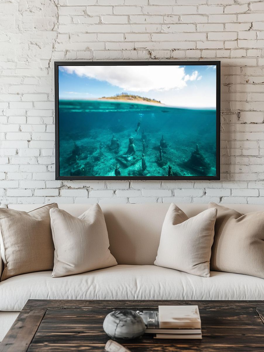Underwater Buddha Statues — Photography Print. — room view 1
