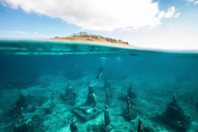 Underwater Buddha Statues — Photography Print. poster print