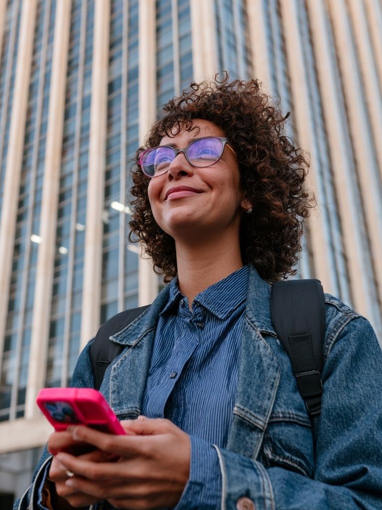 Urban Portrait in Glass Towers Poster. poster — photography art