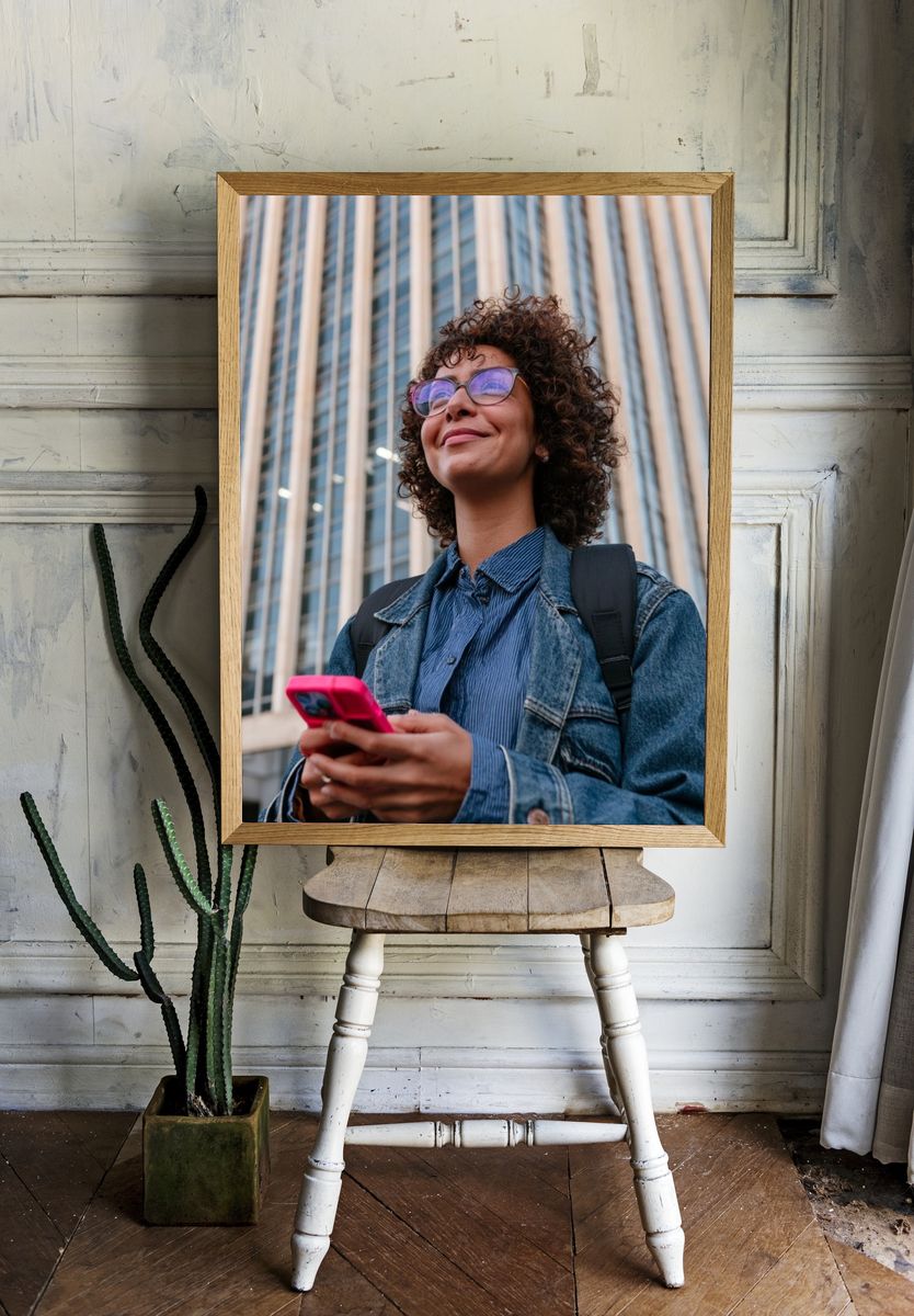 Urban Portrait in Glass Towers Poster. room preview
