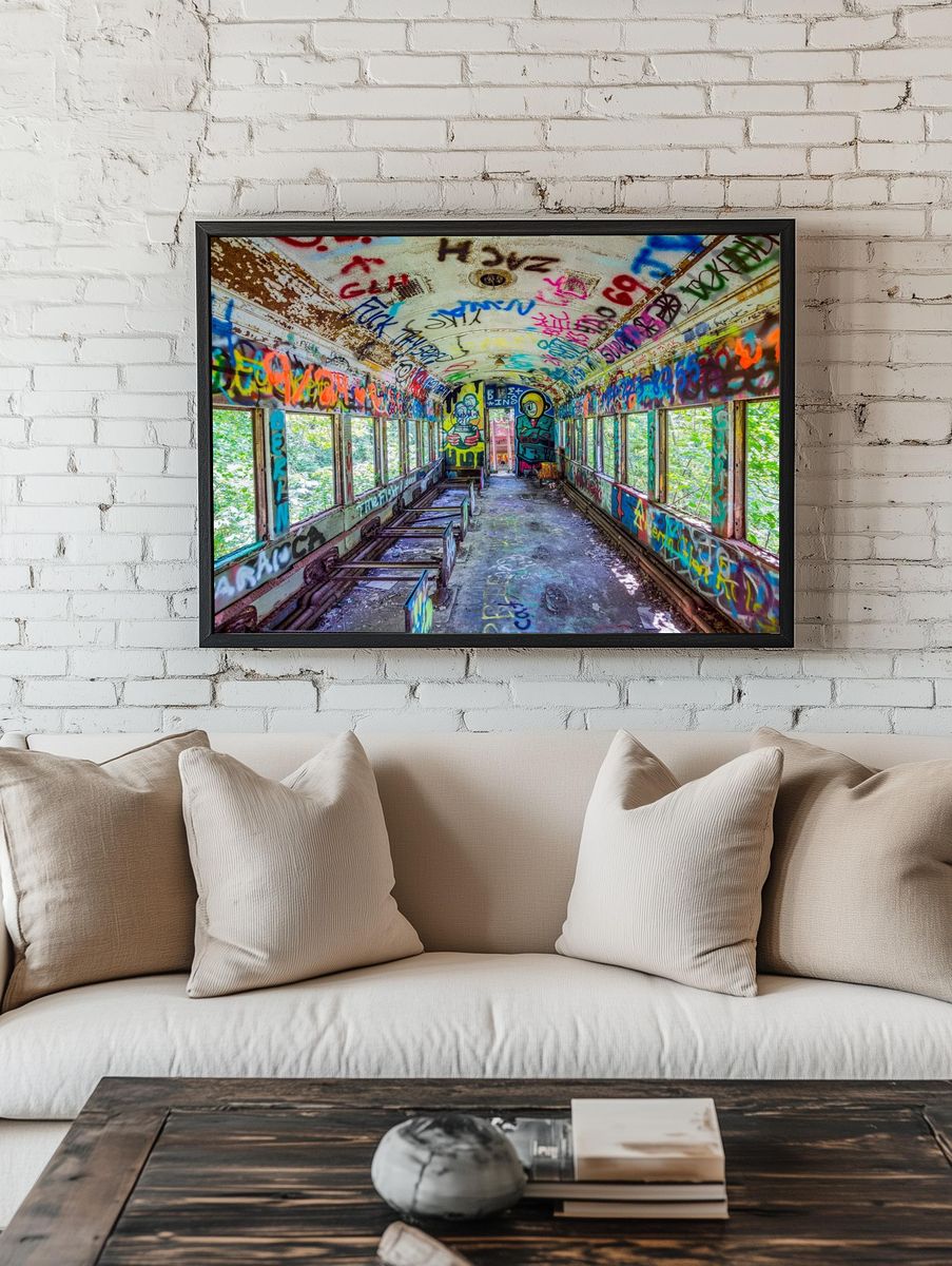 Abandoned Train Car — Urban Exploration Print. — room view 1