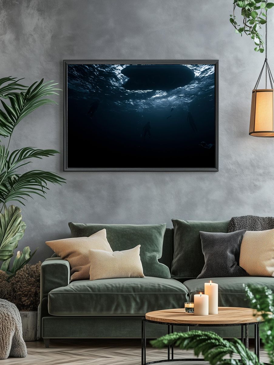 Underwater Swimmers Photography Poster. — room view 4