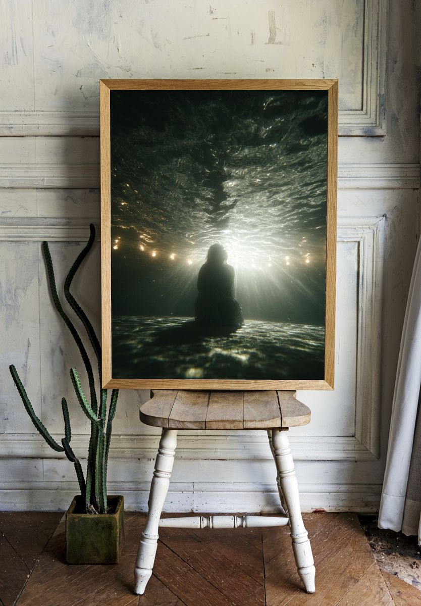 Underwater Silhouette Photography Poster. — room view 1