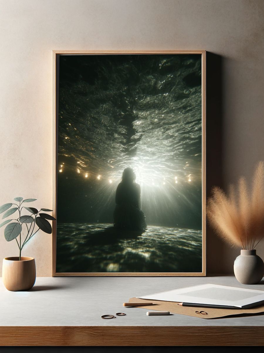 Underwater Silhouette Photography Poster. — room view 2