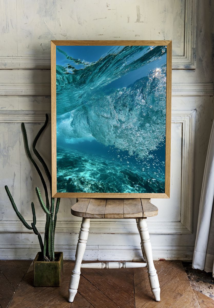 Underwater Wave Burst Photography Poster. — room view 1