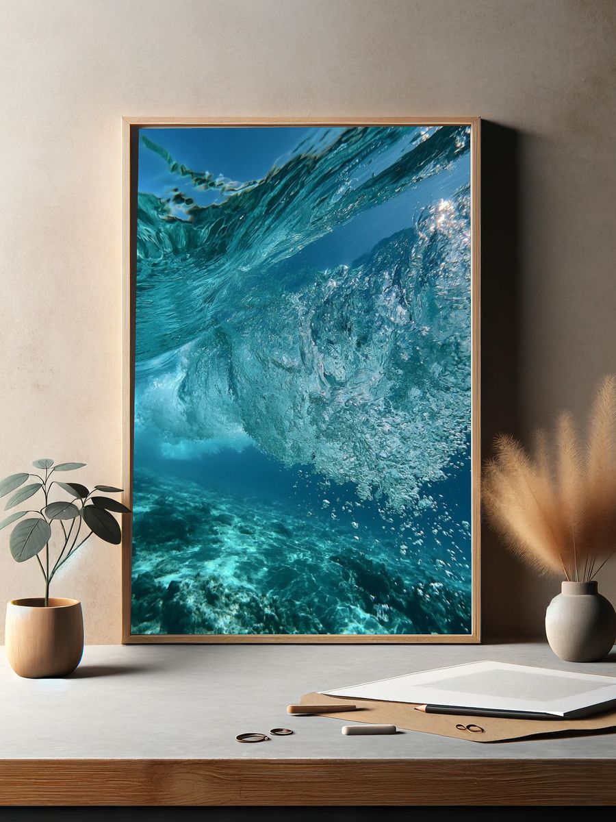 Underwater Wave Burst Photography Poster. — room view 2