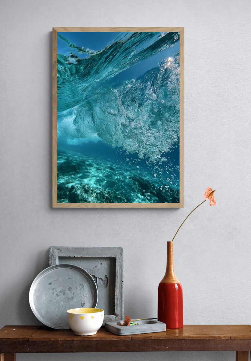 Underwater Wave Burst Photography Poster. — room view 3