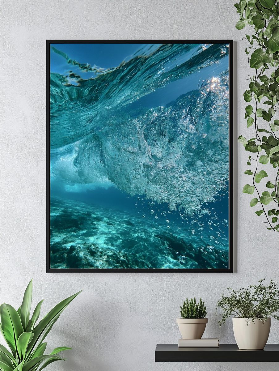 Underwater Wave Burst Photography Poster. — room view 4