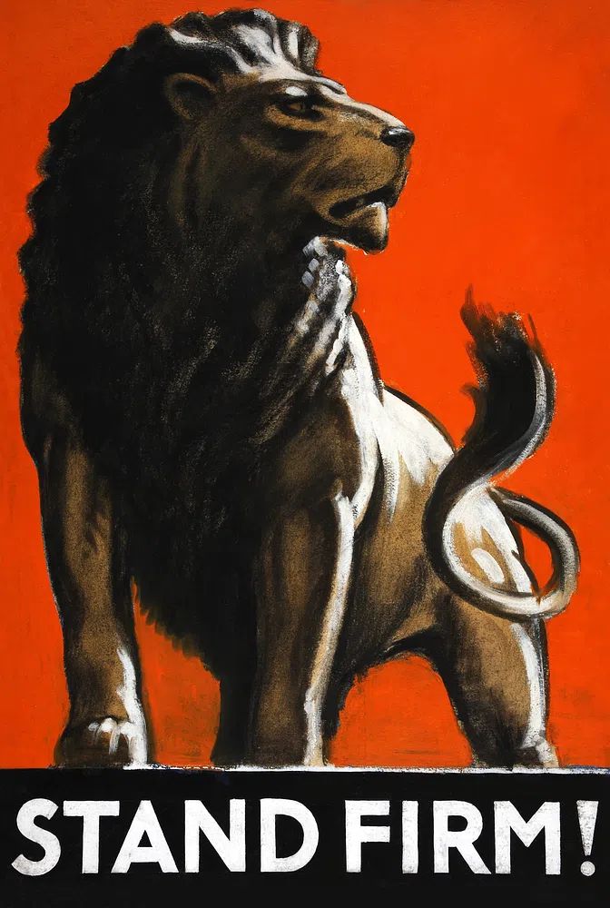 Stand Firm Lion Vintage Poster. poster detail