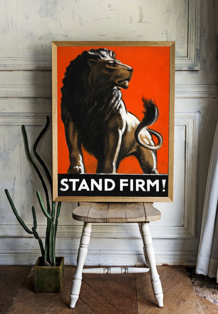 Stand Firm Lion Vintage Poster. — room view 1