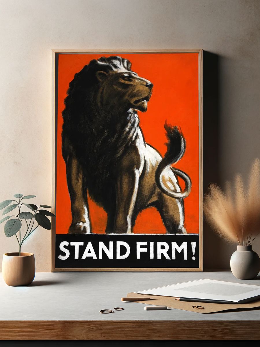Stand Firm Lion Vintage Poster. — room view 2