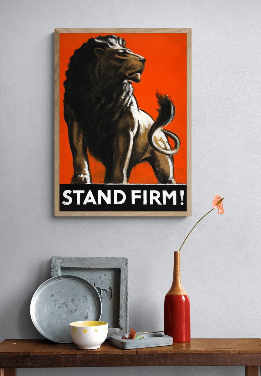 Stand Firm Lion Vintage Poster. — room view 3