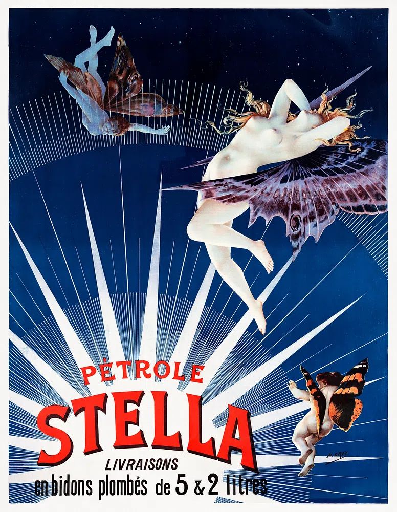 Pétrole Stella, livraisons en bidons. poster — vintage art