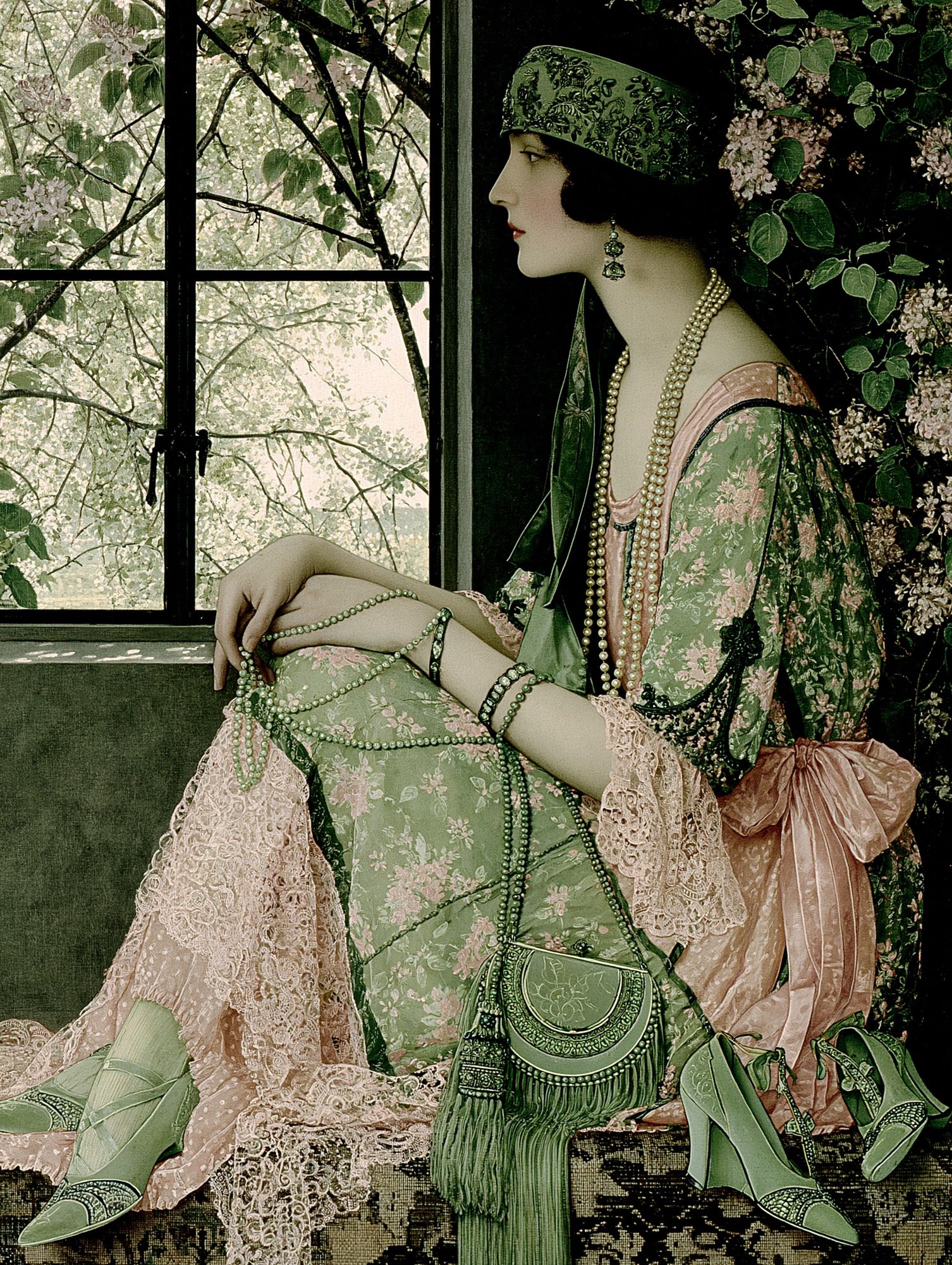 Art Deco Woman by Window Poster. poster — vintage art