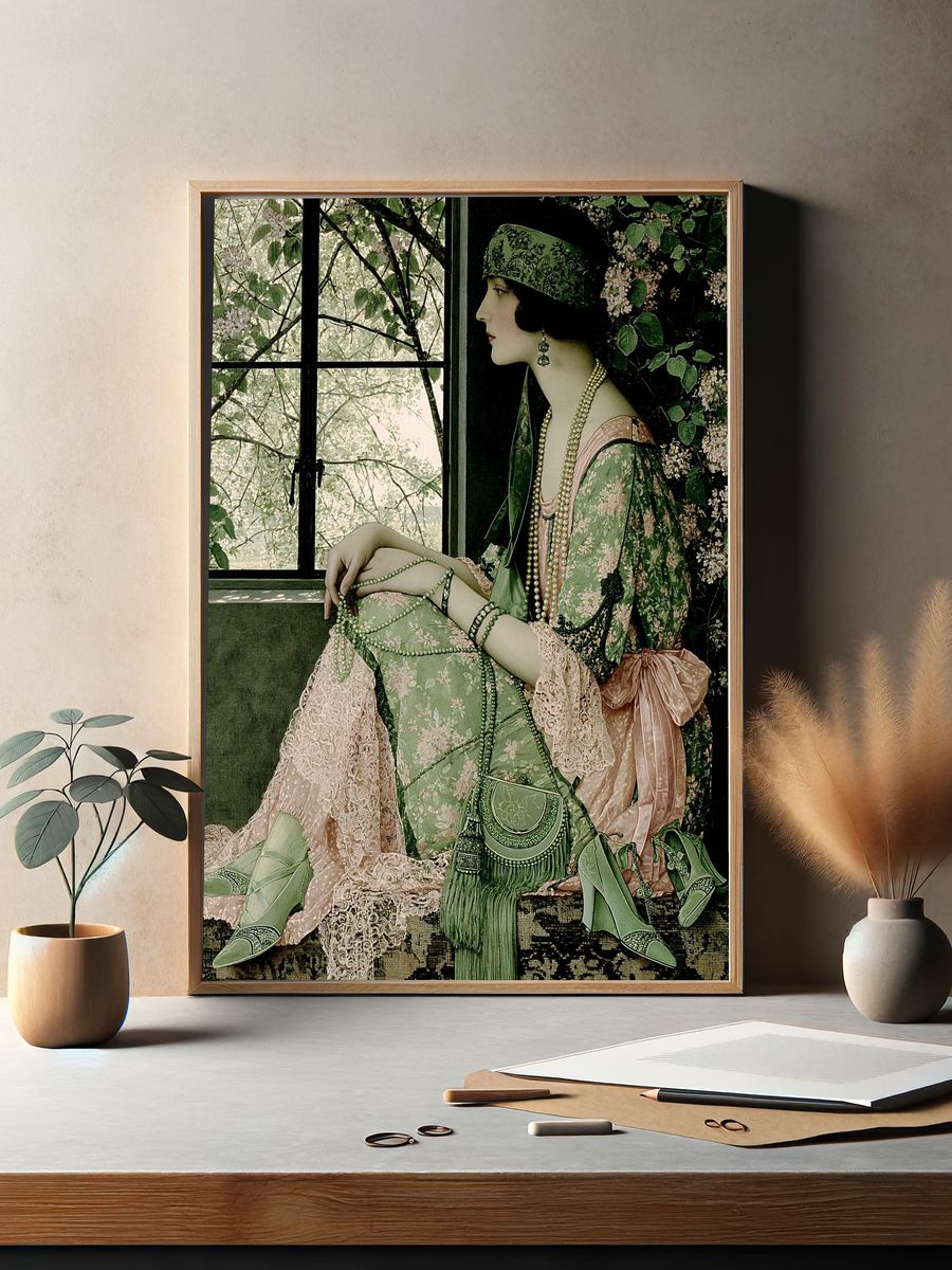 Art Deco Woman by Window Poster. — room view 2