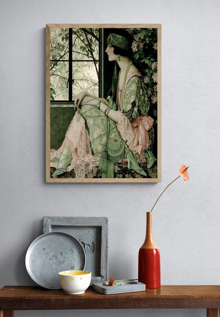Art Deco Woman by Window Poster. — room view 3