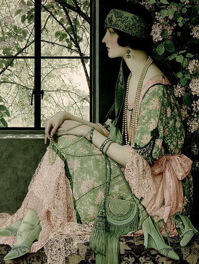 Art Deco Woman by Window Poster.