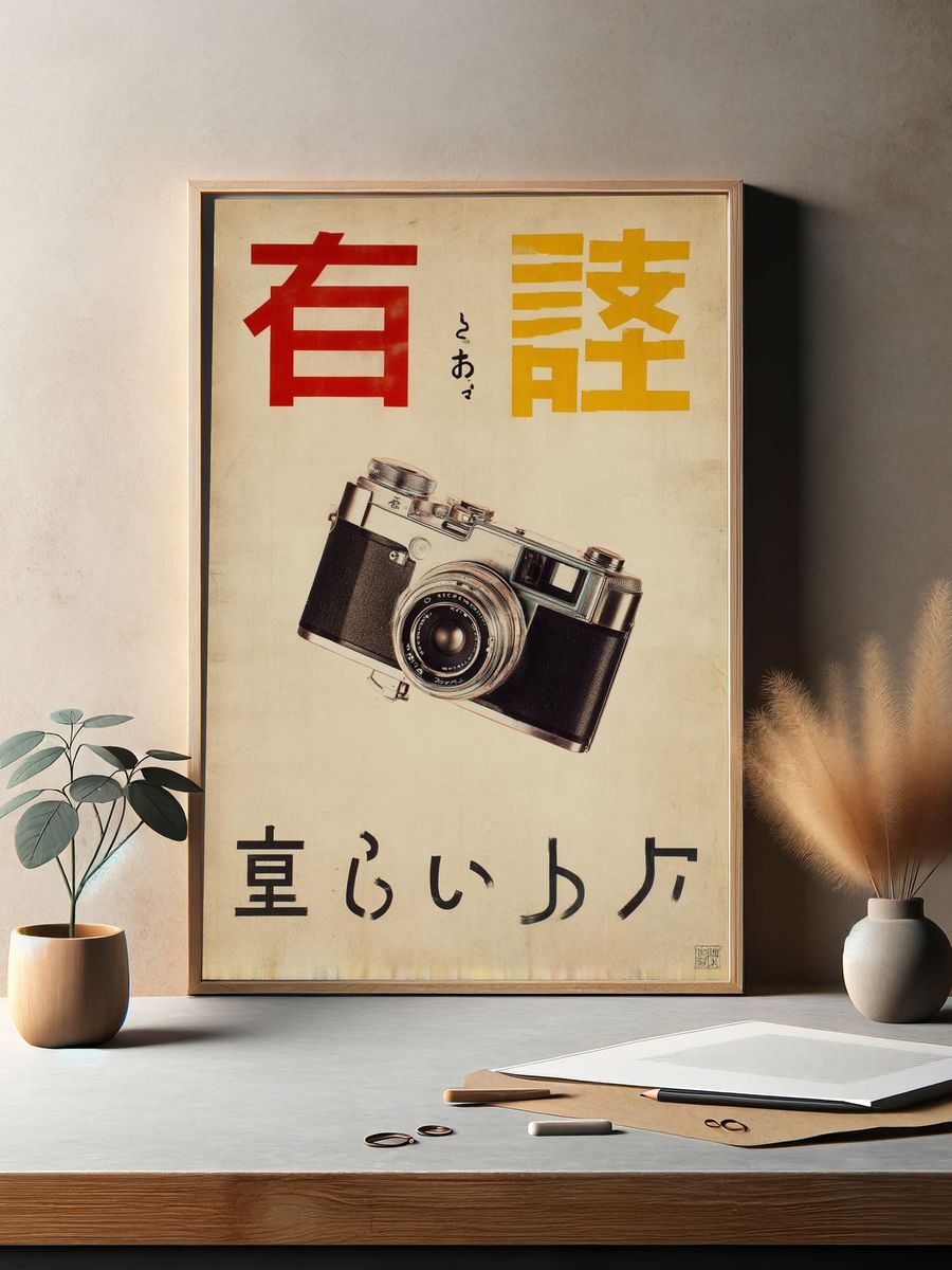 Vintage Japanese Camera Advertising Poster. — room view 2