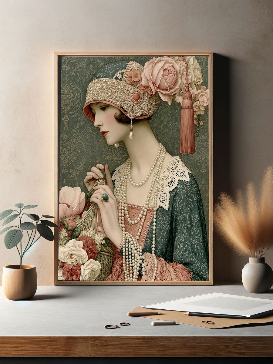 Art Deco Lady Portrait Poster. — room view 2