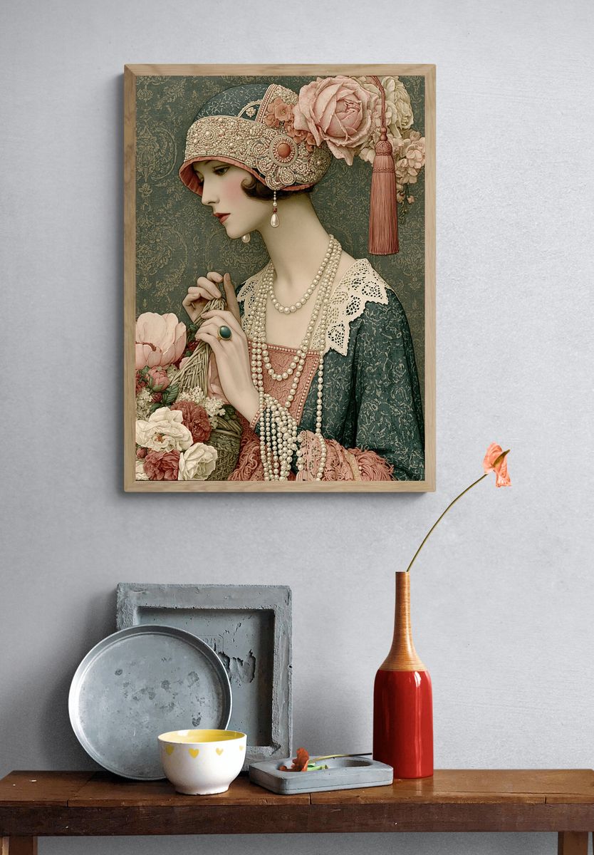 Art Deco Lady Portrait Poster. — room view 3
