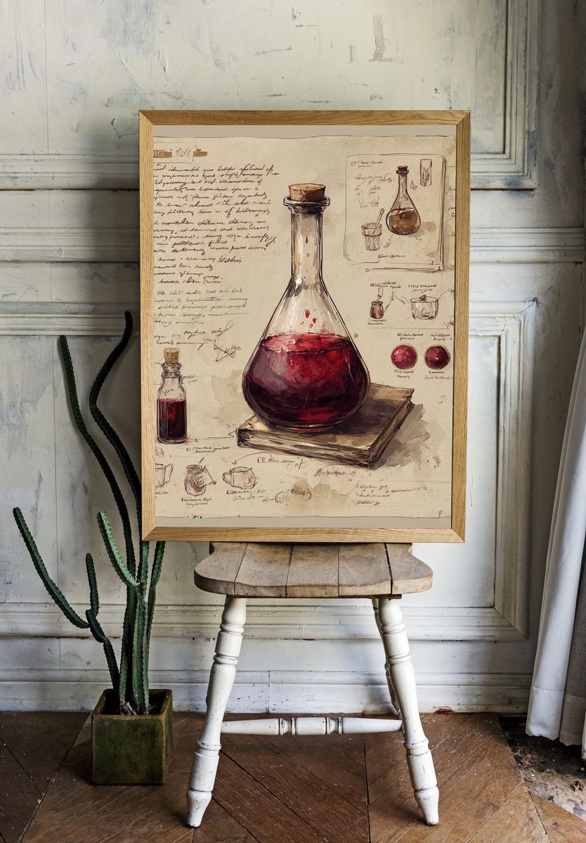 Alchemy Flask Watercolor Poster. — room view 1