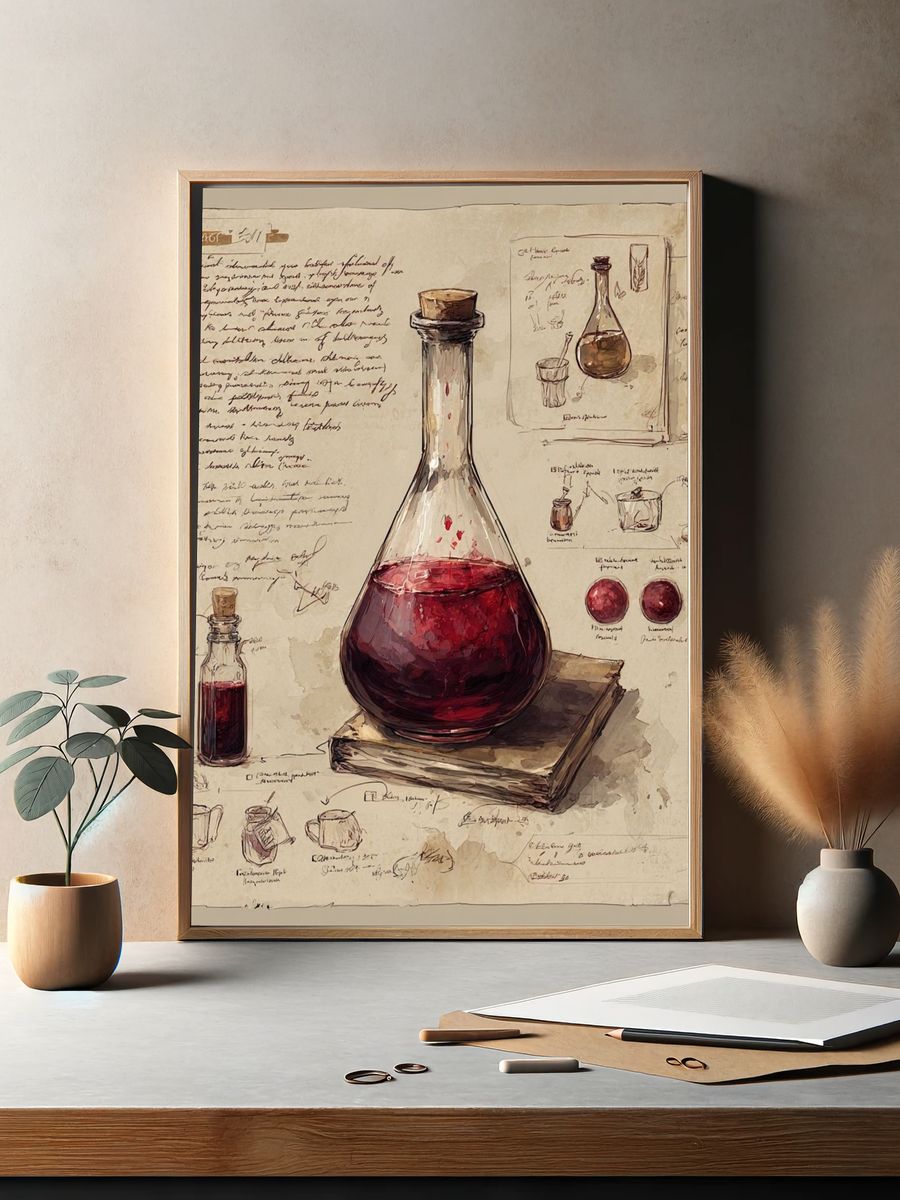 Alchemy Flask Watercolor Poster. — room view 2