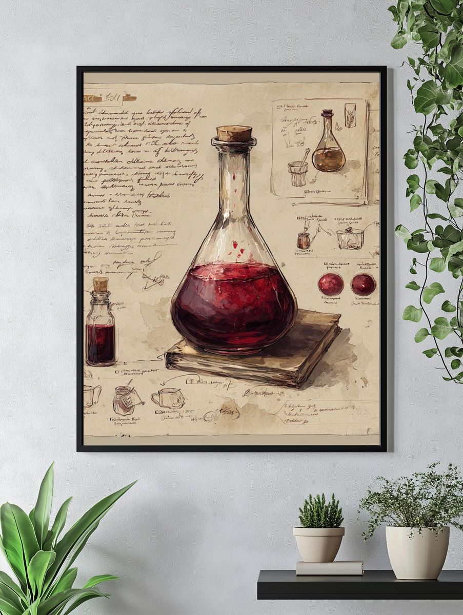 Alchemy Flask Watercolor Poster. — room view 4