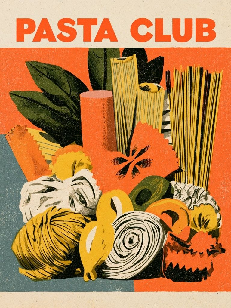 Pasta Club Vintage Poster. poster detail