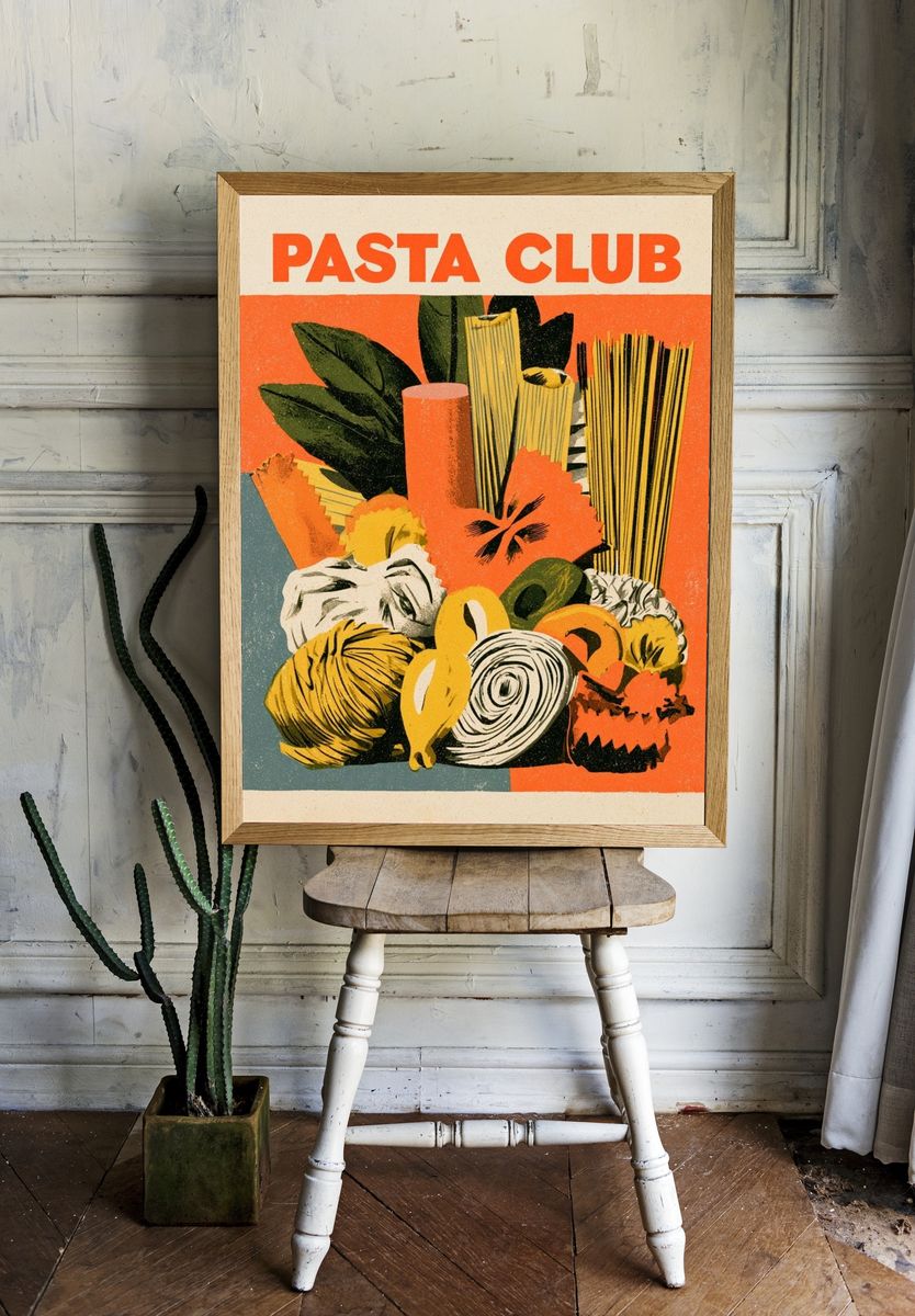 Pasta Club Vintage Poster. — room view 1