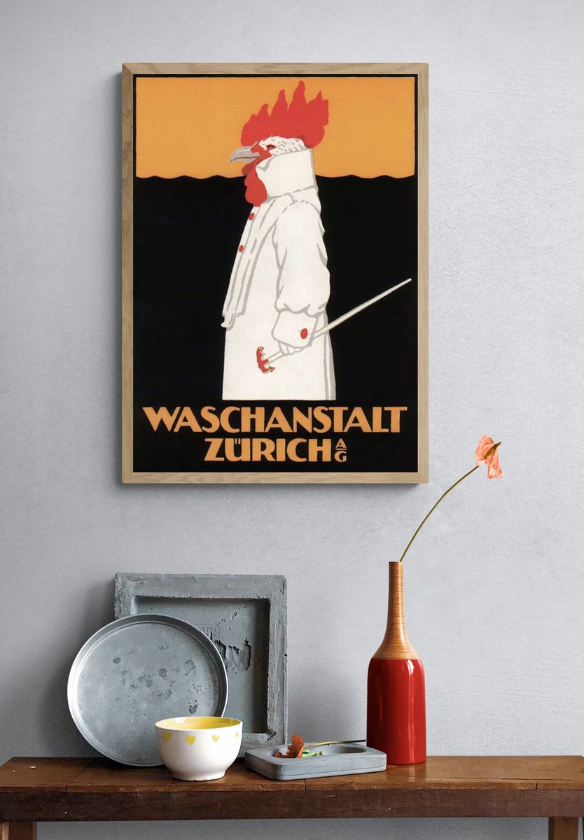 Waschanstalt Zurich (1905), vintage advertising. — room view 3