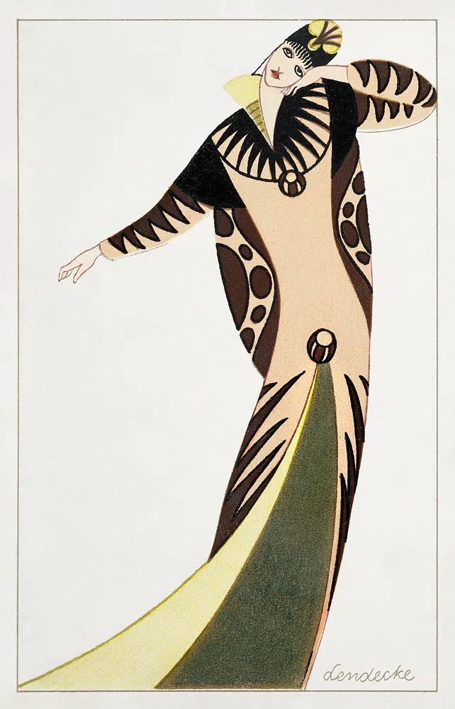 Woman long tubular dress (1912). poster — vintage art
