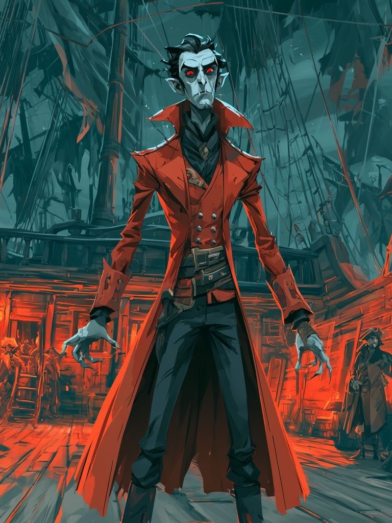 Vampire Captain Digital Art Poster. poster detail