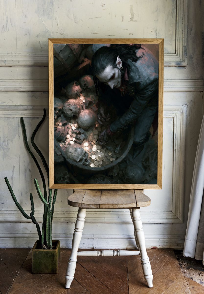 Vampire Treasure Hoard Illustration Poster. room preview